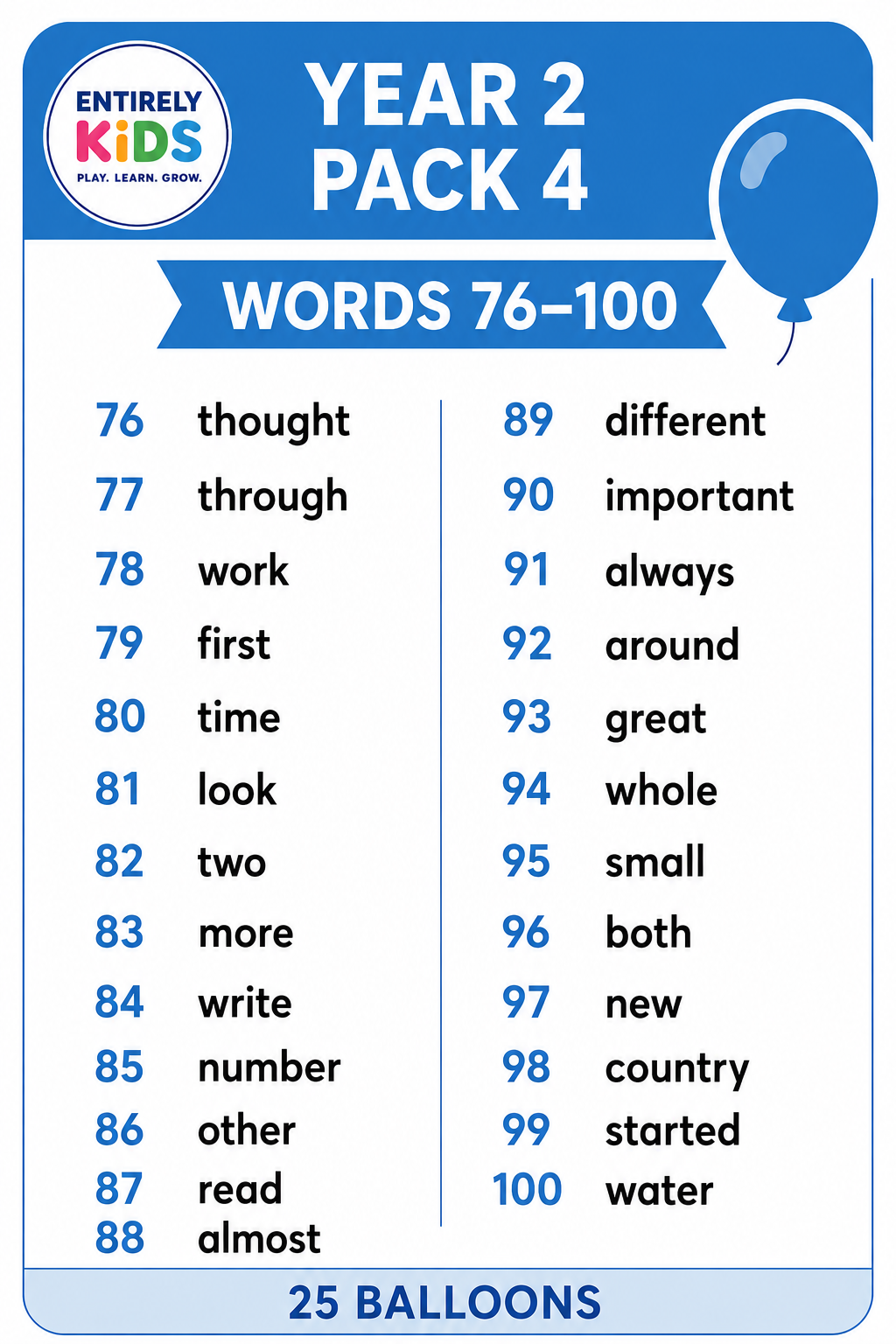 Replacement Sight Words for Pop & Read