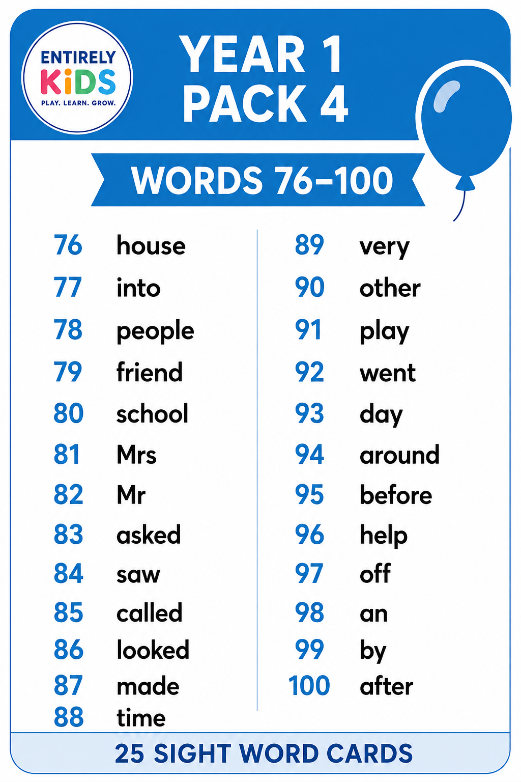 Replacement Sight Word Cards – Read, Write & Spell Sight Word Board