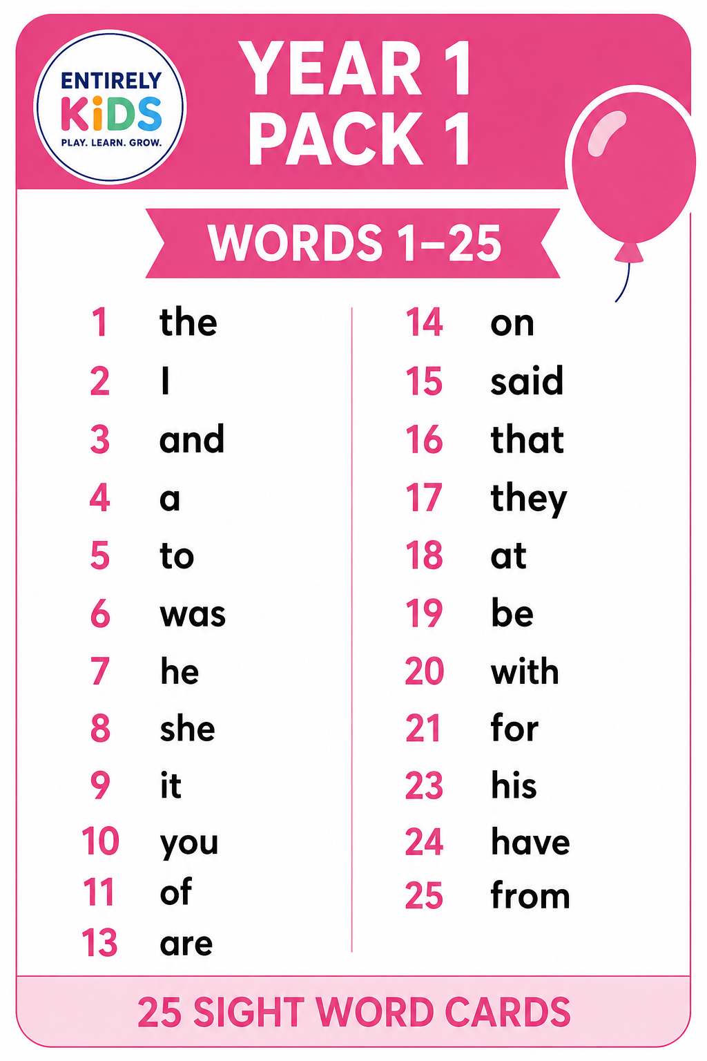 Replacement Sight Word Cards – Read, Write & Spell Sight Word Board