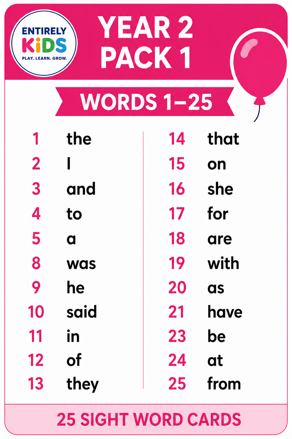 Replacement Sight Word Cards – Read, Write & Spell Sight Word Board