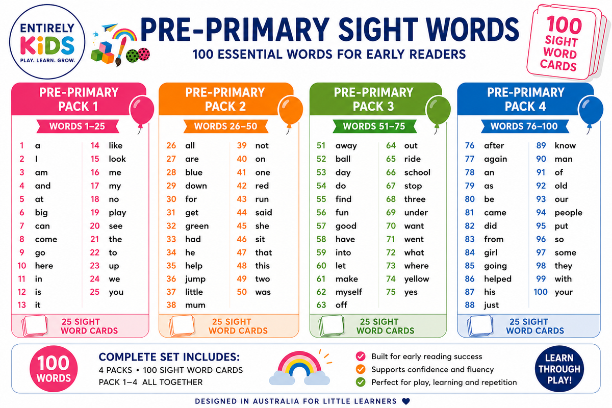 Replacement Sight Word Cards – Read, Write & Spell Sight Word Board