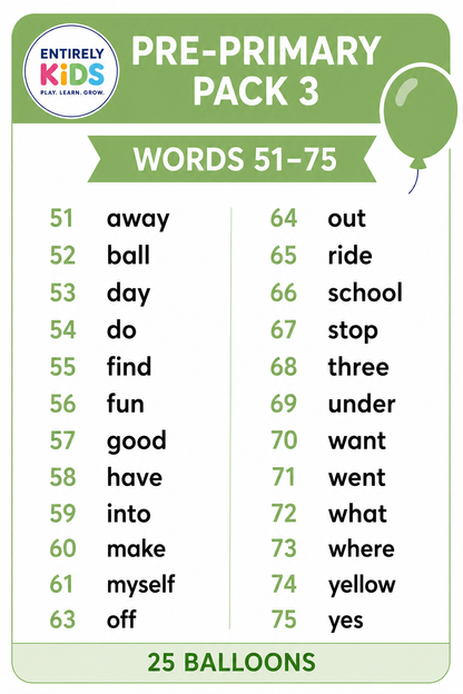 Replacement Sight Words for Pop & Read